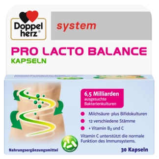 Abbildung der Produktverpackung Doppelherz system PRO LACTO BALANCE KAPSELN Frontansicht